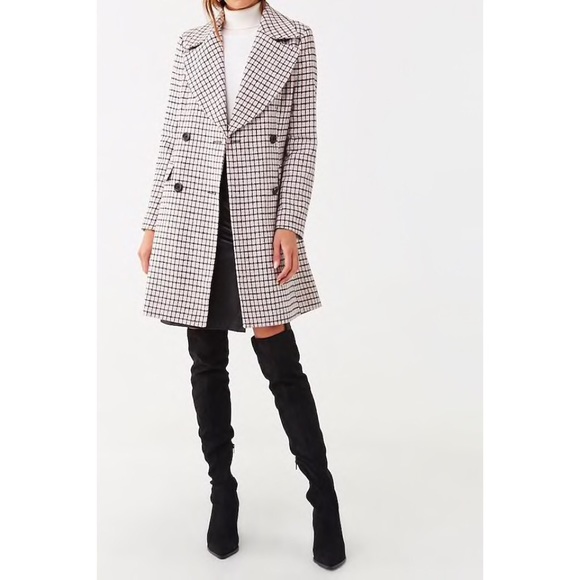 Forever21 Houndstooth Double-Breasted Coat - Picture 4 of 8